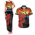ANZAC Day Australia Poppy Flower Couples Matching Tank Maxi Dress and Hawaiian Shirt Aboriginal Style