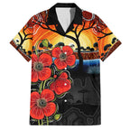 ANZAC Day Australia Poppy Flower Family Matching Off Shoulder Maxi Dress and Hawaiian Shirt Aboriginal Style