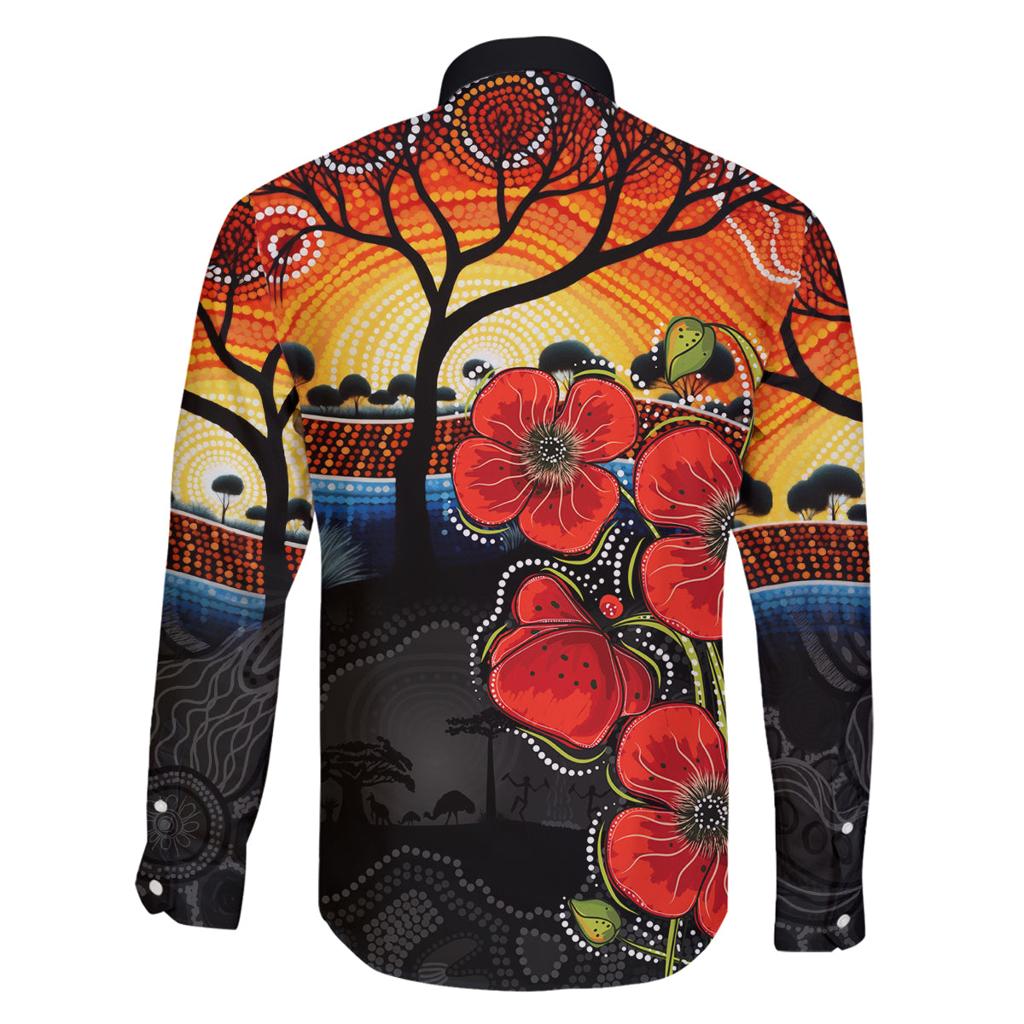 ANZAC Day Australia Poppy Flower Family Matching Off Shoulder Short Dress and Hawaiian Shirt Aboriginal Style