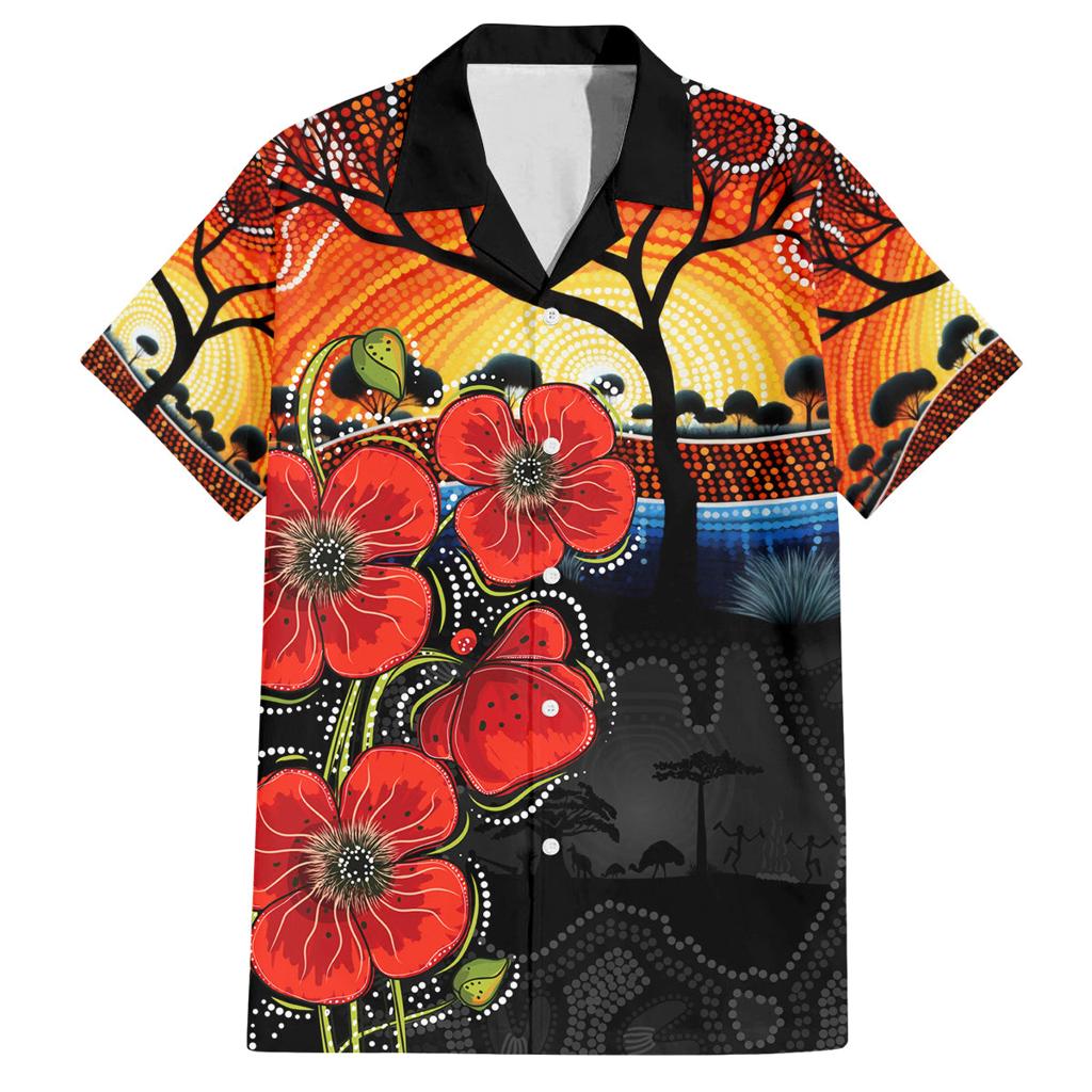 ANZAC Day Australia Poppy Flower Family Matching Summer Maxi Dress and Hawaiian Shirt Aboriginal Style