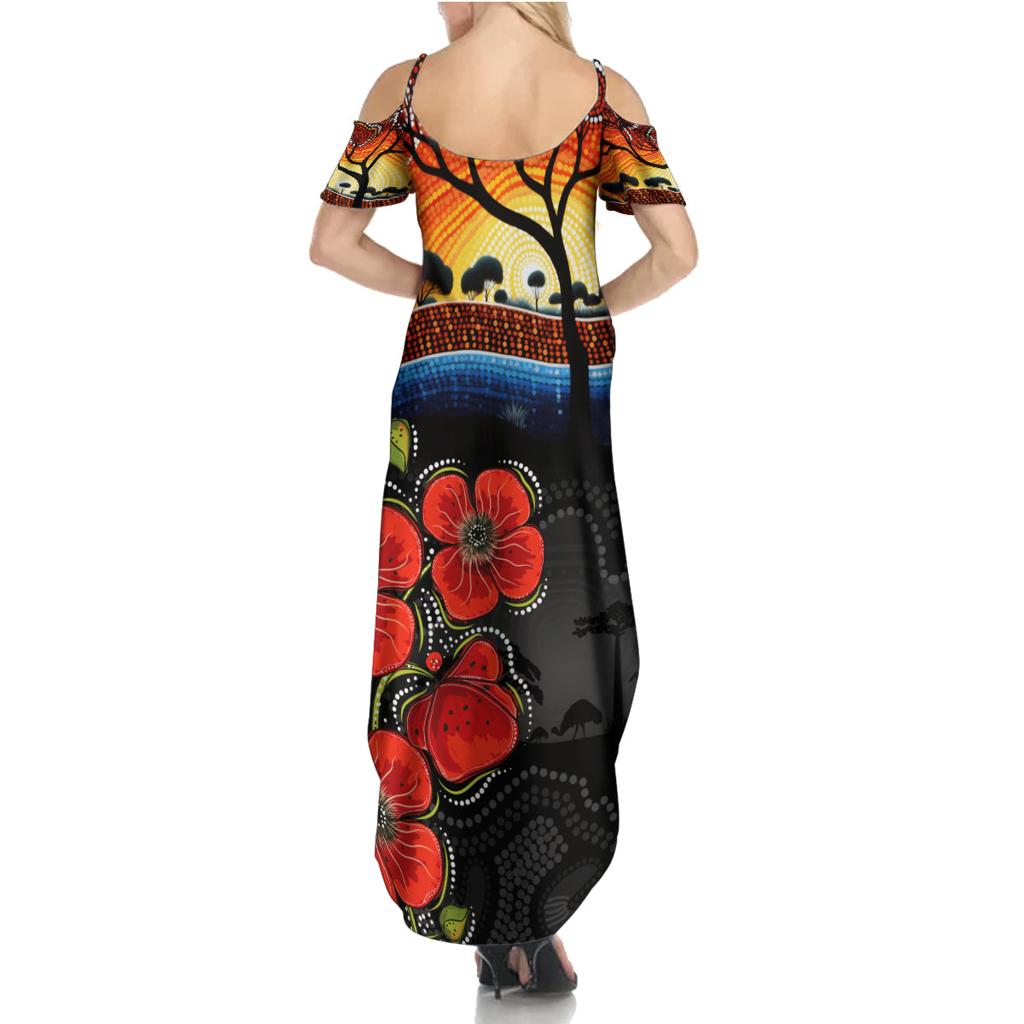 ANZAC Day Australia Poppy Flower Family Matching Summer Maxi Dress and Hawaiian Shirt Aboriginal Style