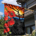 ANZAC Day Australia Poppy Flower Garden Flag Aboriginal Style