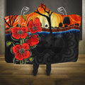 ANZAC Day Australia Poppy Flower Hooded Blanket Aboriginal Style
