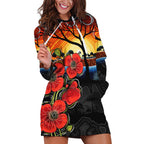 ANZAC Day Australia Poppy Flower Hoodie Dress Aboriginal Style