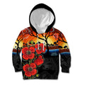 ANZAC Day Australia Poppy Flower Kid Hoodie Aboriginal Style