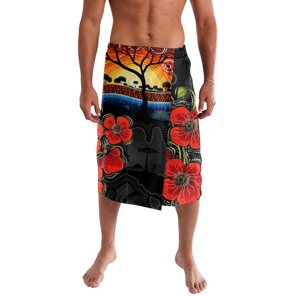 ANZAC Day Australia Poppy Flower Lavalava Aboriginal Style
