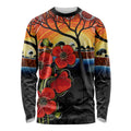 ANZAC Day Australia Poppy Flower Long Sleeve Shirt Aboriginal Style