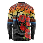 ANZAC Day Australia Poppy Flower Long Sleeve Shirt Aboriginal Style