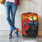 ANZAC Day Australia Poppy Flower Luggage Cover Aboriginal Style