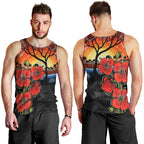 ANZAC Day Australia Poppy Flower Men Tank Top Aboriginal Style
