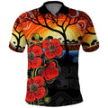 ANZAC Day Australia Poppy Flower Polo Shirt Aboriginal Style