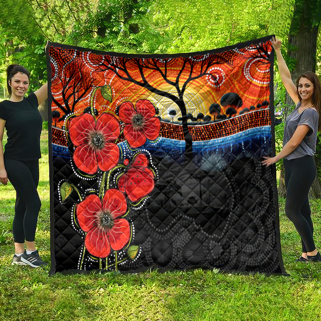 ANZAC Day Australia Poppy Flower Quilt Aboriginal Style