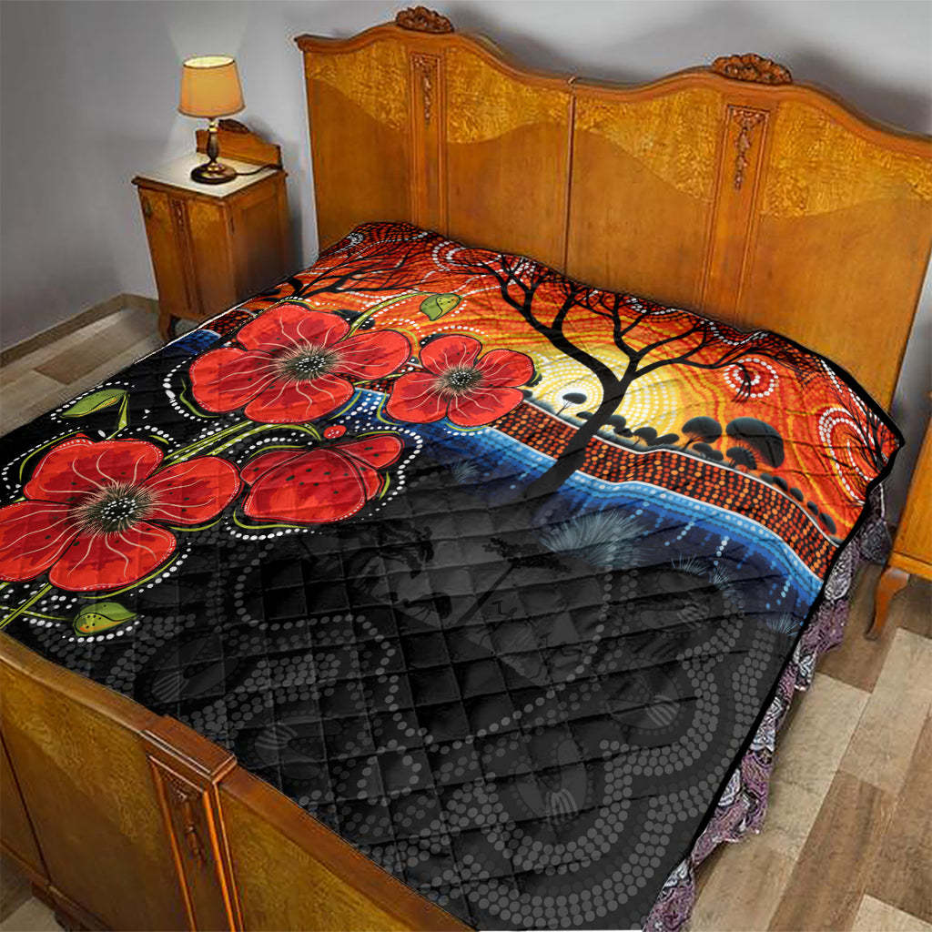 ANZAC Day Australia Poppy Flower Quilt Aboriginal Style