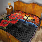 ANZAC Day Australia Poppy Flower Quilt Aboriginal Style