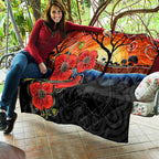 ANZAC Day Australia Poppy Flower Quilt Aboriginal Style