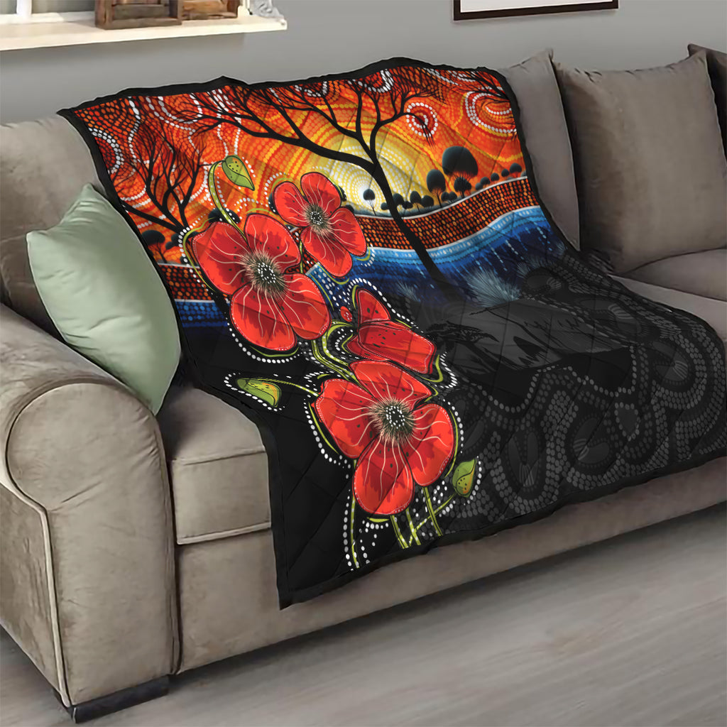 ANZAC Day Australia Poppy Flower Quilt Aboriginal Style