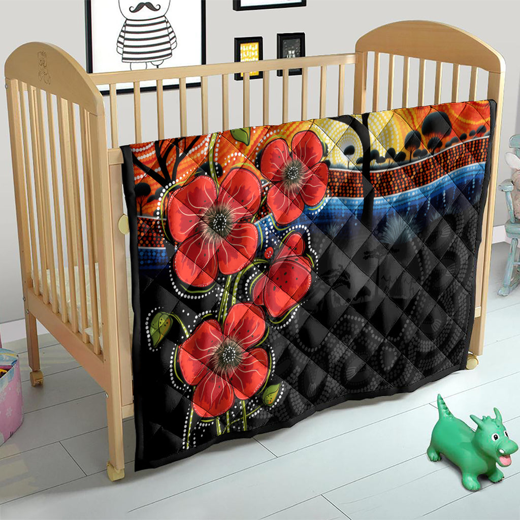 ANZAC Day Australia Poppy Flower Quilt Aboriginal Style