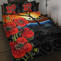 ANZAC Day Australia Poppy Flower Quilt Bed Set Aboriginal Style