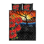 ANZAC Day Australia Poppy Flower Quilt Bed Set Aboriginal Style