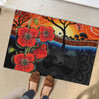 ANZAC Day Australia Poppy Flower Rubber Doormat Aboriginal Style