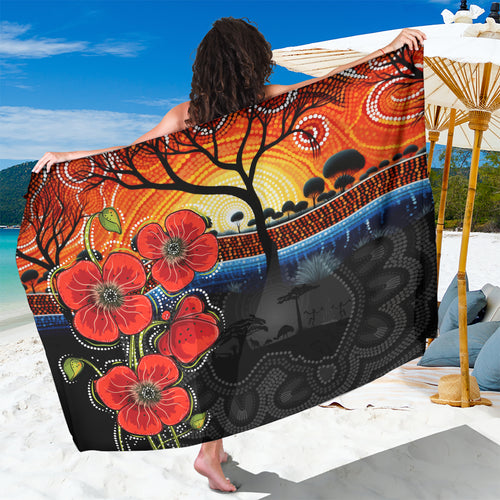 ANZAC Day Australia Poppy Flower Sarong Aboriginal Style