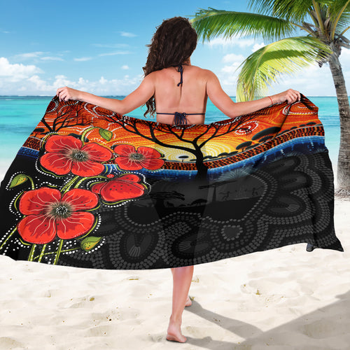 ANZAC Day Australia Poppy Flower Sarong Aboriginal Style