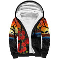 ANZAC Day Australia Poppy Flower Sherpa Hoodie Aboriginal Style