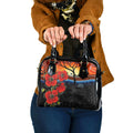 ANZAC Day Australia Poppy Flower Shoulder Handbag Aboriginal Style