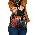 ANZAC Day Australia Poppy Flower Shoulder Handbag Aboriginal Style