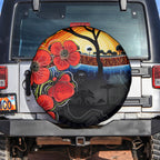 ANZAC Day Australia Poppy Flower Spare Tire Cover Aboriginal Style