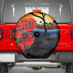 ANZAC Day Australia Poppy Flower Spare Tire Cover Aboriginal Style