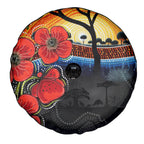 ANZAC Day Australia Poppy Flower Spare Tire Cover Aboriginal Style