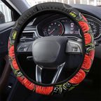 ANZAC Day Australia Poppy Flower Steering Wheel Cover Aboriginal Style