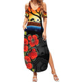 ANZAC Day Australia Poppy Flower Summer Maxi Dress Aboriginal Style