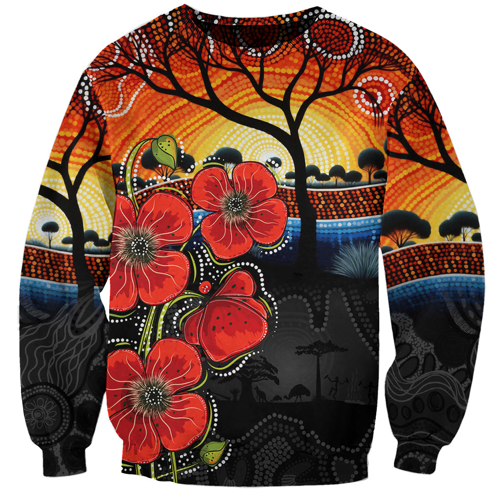 ANZAC Day Australia Poppy Flower Sweatshirt Aboriginal Style