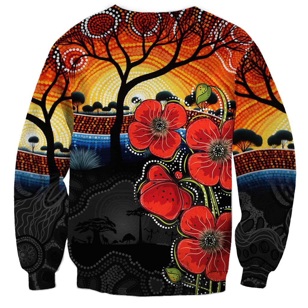 ANZAC Day Australia Poppy Flower Sweatshirt Aboriginal Style