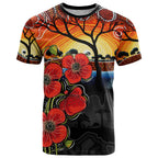 ANZAC Day Australia Poppy Flower T Shirt Aboriginal Style
