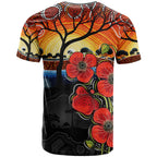 ANZAC Day Australia Poppy Flower T Shirt Aboriginal Style
