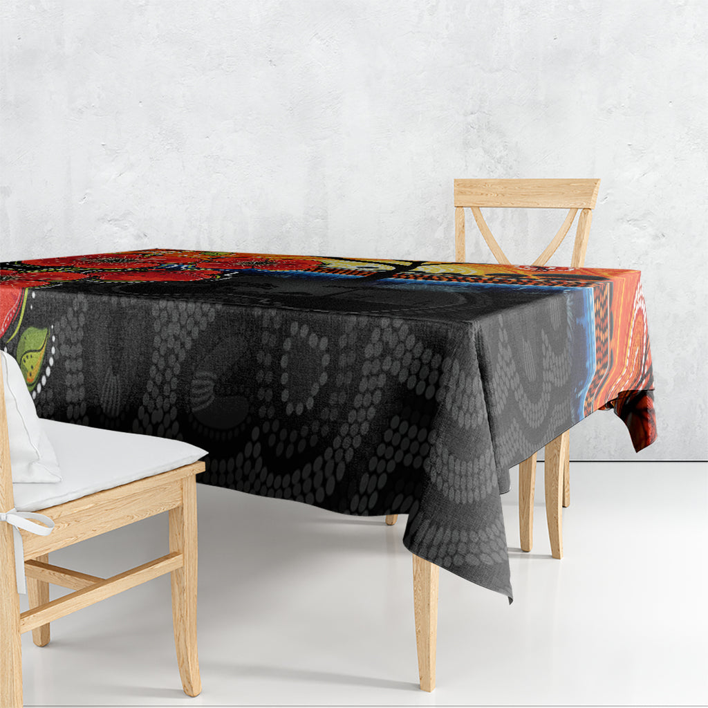 ANZAC Day Australia Poppy Flower Tablecloth Aboriginal Style