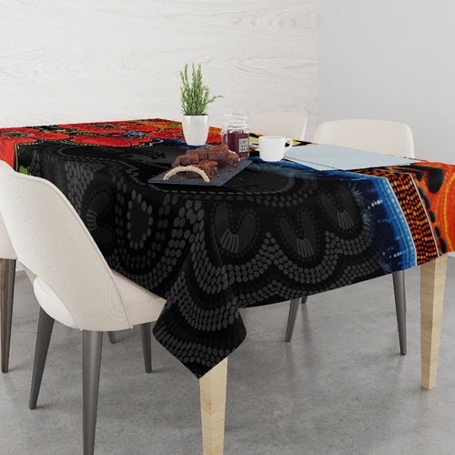 ANZAC Day Australia Poppy Flower Tablecloth Aboriginal Style