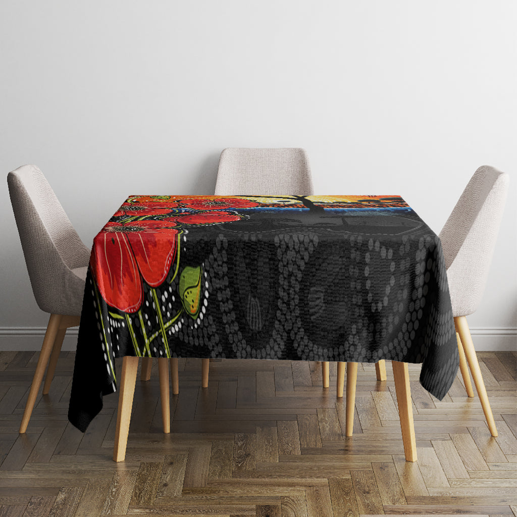ANZAC Day Australia Poppy Flower Tablecloth Aboriginal Style
