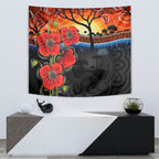 ANZAC Day Australia Poppy Flower Tapestry Aboriginal Style