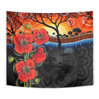 ANZAC Day Australia Poppy Flower Tapestry Aboriginal Style