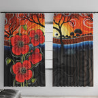 ANZAC Day Australia Poppy Flower Window Curtain Aboriginal Style