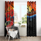 ANZAC Day Australia Poppy Flower Window Curtain Aboriginal Style