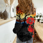 ANZAC Day Australia Poppy Flower Women Casual Shirt Aboriginal Style