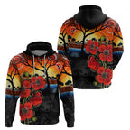 ANZAC Day Australia Poppy Flower Zip Hoodie Aboriginal Style