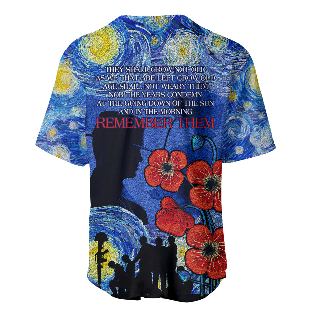 Remember Them ANZAC day Baseball Jersey Soldier In Starry Night Oil Paint Style