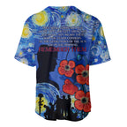 Remember Them ANZAC day Baseball Jersey Soldier In Starry Night Oil Paint Style