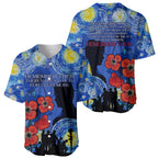 Remember Them ANZAC day Baseball Jersey Soldier In Starry Night Oil Paint Style